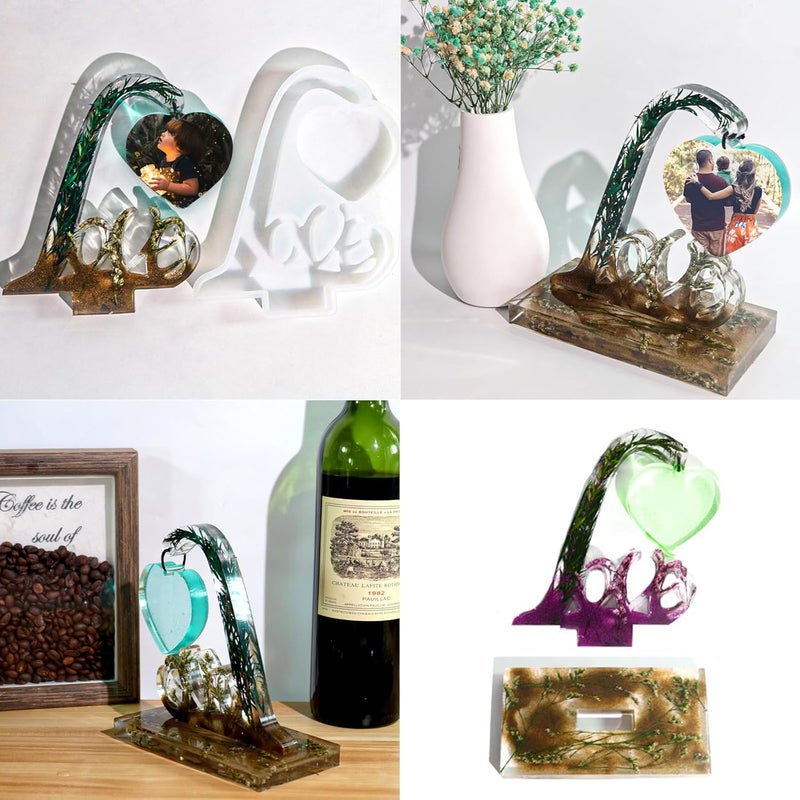 Wehous Large Picture Frame Resin Molds, Love Letter Heart Silicone Molds for Epoxy Resin, Unique Heart and Stand Epoxy Casting Mold for DIY Photo Frame Art Craft Table Home Decor Wedding Gifts - Image 5